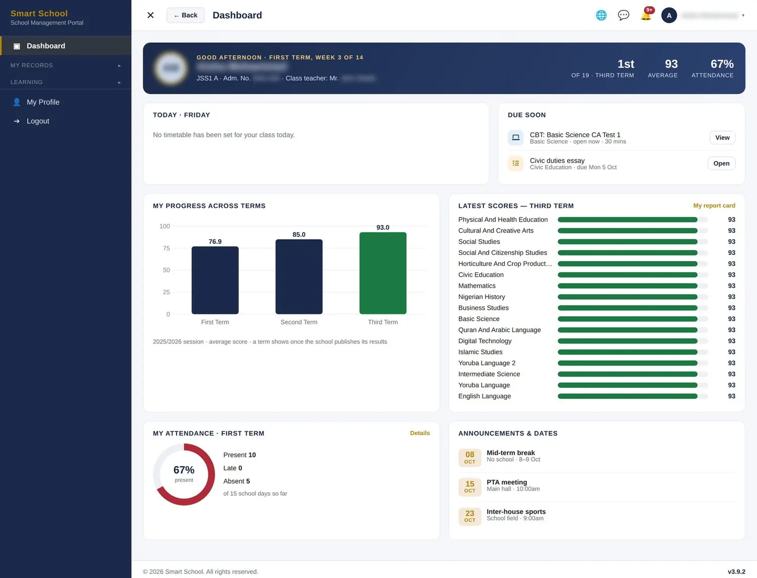 Students dashboard